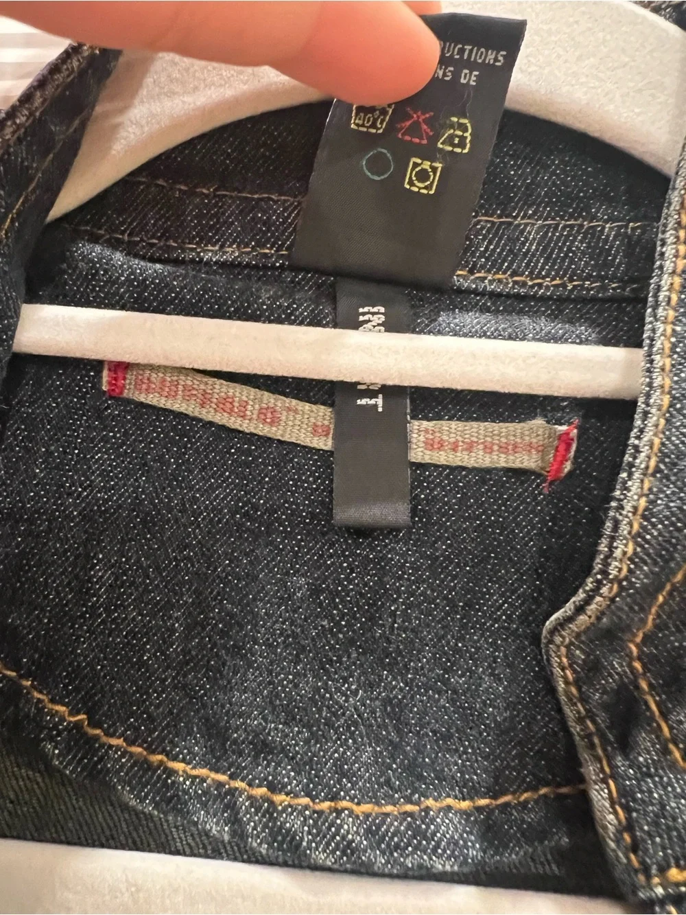 Buffalo David Bitton Dark Blue Denim Military-Style Jacket with Black Panel
